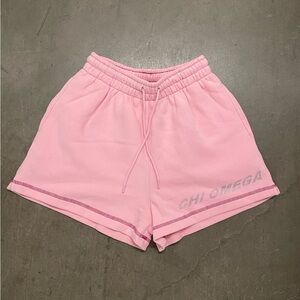 NWOT Chi Omega Sorority Pink Rhinestone Women's Shorts